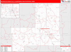 Waterloo-Cedar Falls Metro Area Digital Map Red Line Style